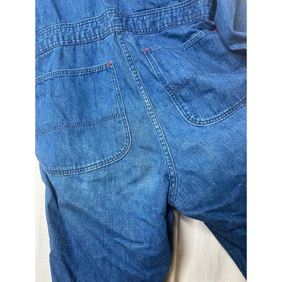 1950s Heavy Thick Distressed Denim Garage Grunge Coveralls Jumpsuit Work Wear M - Picture 12 of 12